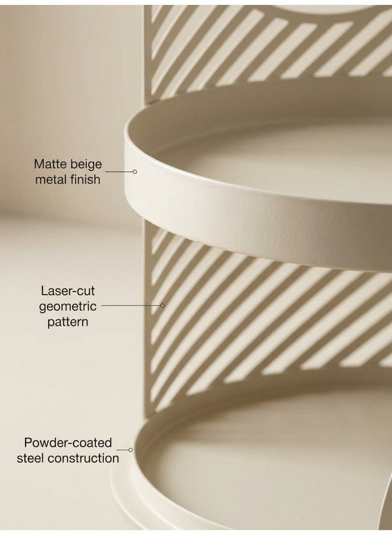 Tanseeq حامل تقديم أنيق بلون البيج ذو طبقتين مع هلال لتزيين رمضان، صينية تمر معدنية، هدية عيد، مركز طاولة إسلامي - Image 4